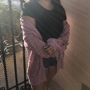 pink cardigan